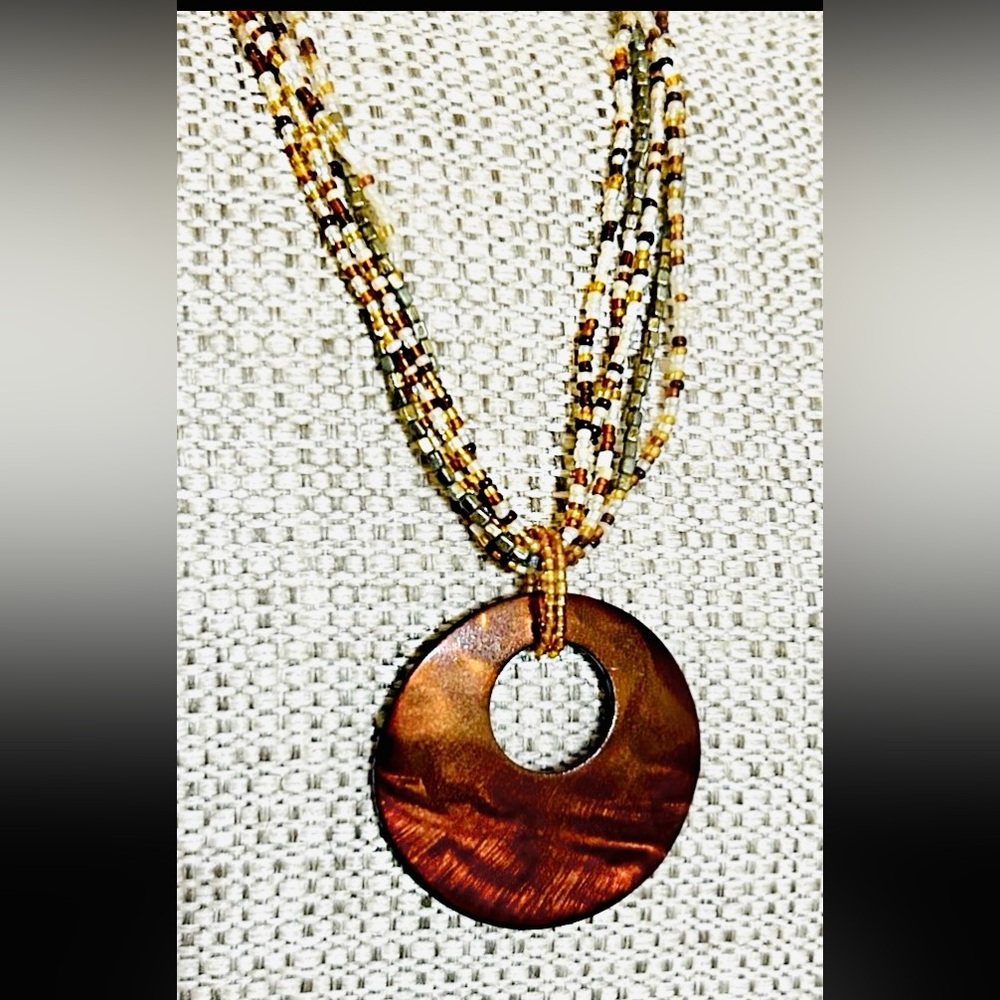 Acrylic Wood Medallion Necklace